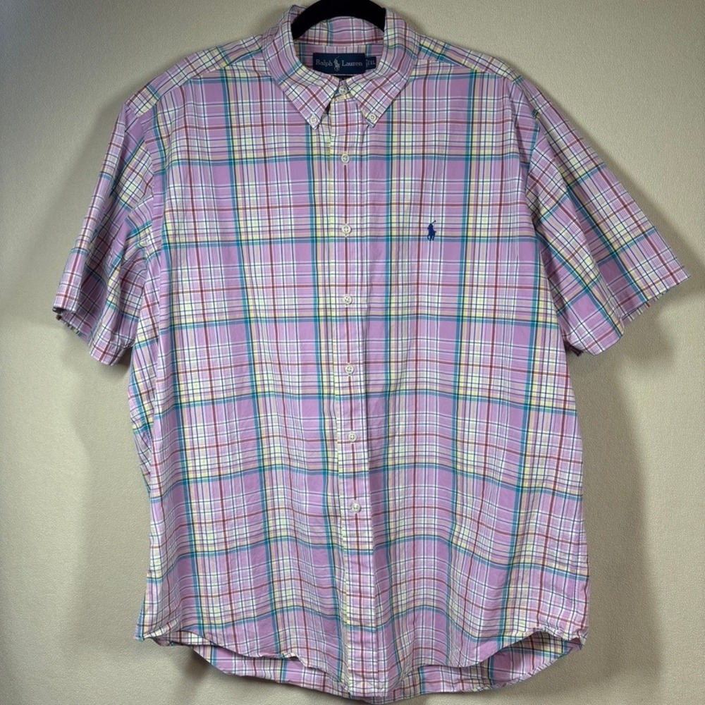Ralph Lauren Mens Plaid Classic Fit Button Down XL Lavender Preppy Old Money